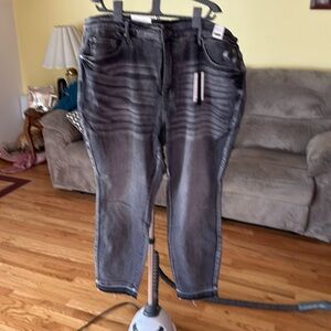 Judy Blue Tummy Control slim fit high rise gray jeans with release hem